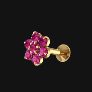 Single AD 7 pink Stone Original Gold Nose Pin