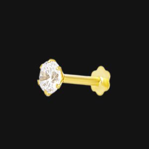 Gold Nose Pin Single AD White Stone