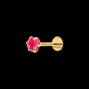 Gold Nose Pin Single AD Pink (Deep) Stone.