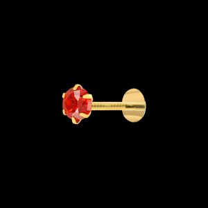 Gold Nose Pin Single AD Orange Stone