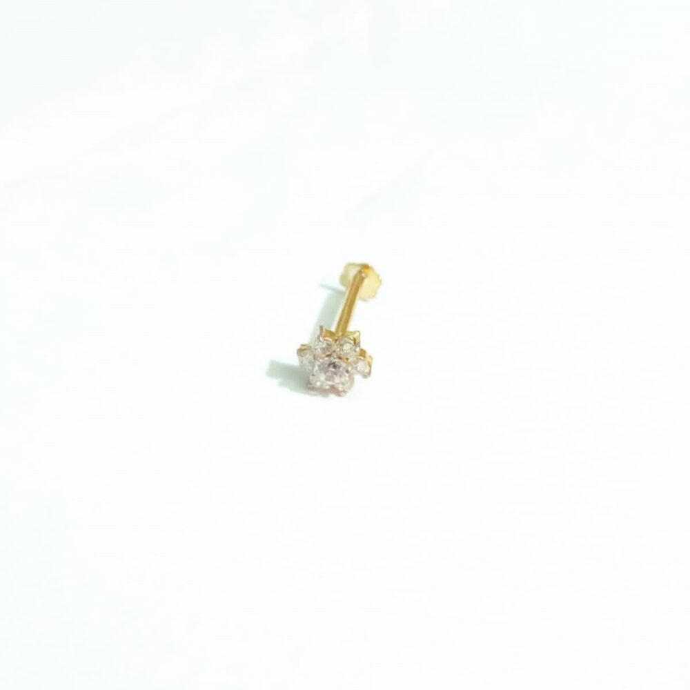 One time gold Diamond Cut 7 stone nosepin 1piece - Image 2