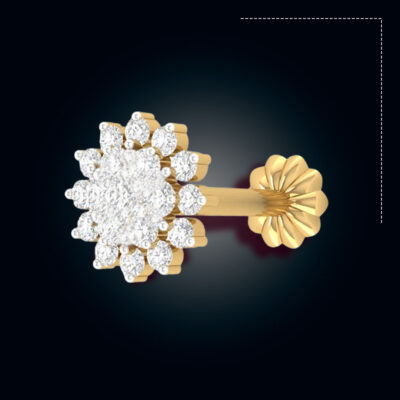 13 stone Traditional 18K gold Diamond Cut Nosepin