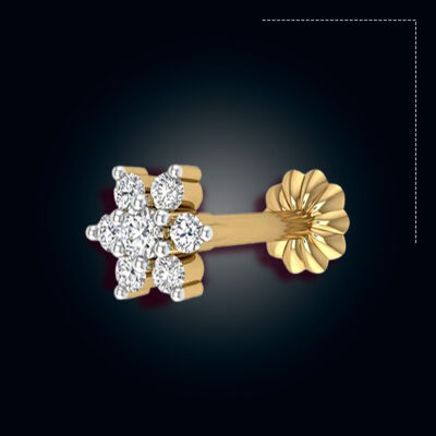 7 stone Traditional 18K gold Diamond Cut Nosepin