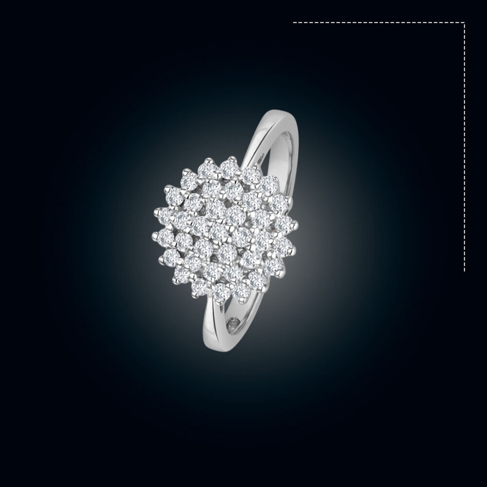 AD Stone And Platinum Colored UK Imported Finger Ring (Adjustable)