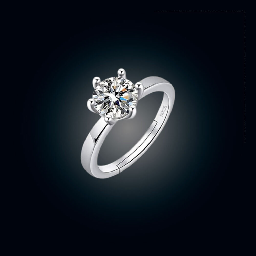 AD Stone And Platinum Colored UK Imported Finger Ring (Adjustable)
